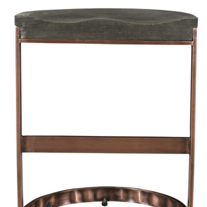 26" Gray and Copper Solid Wood and Iron Backless Counter Height Bar Chair