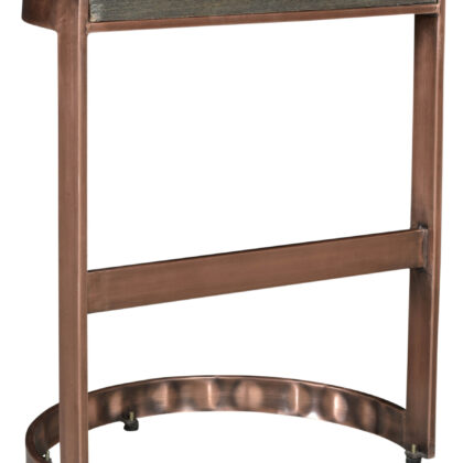 26" Gray and Copper Solid Wood and Iron Backless Counter Height Bar Chair