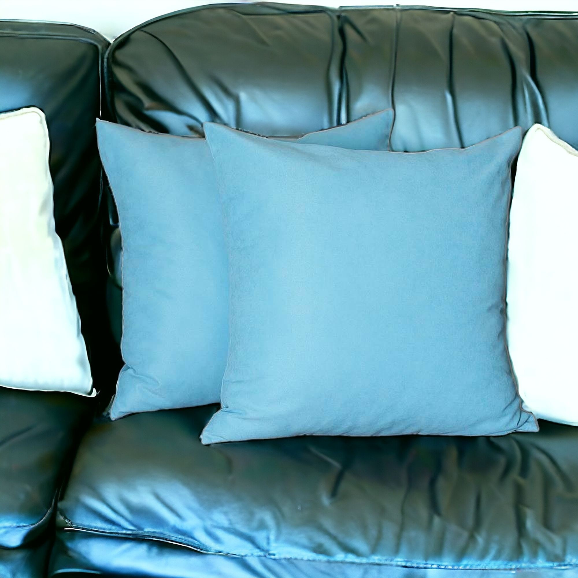 Set Of Two 22" X 22" Sky Blue Polyester Zippered Pillow Cover - Image 2