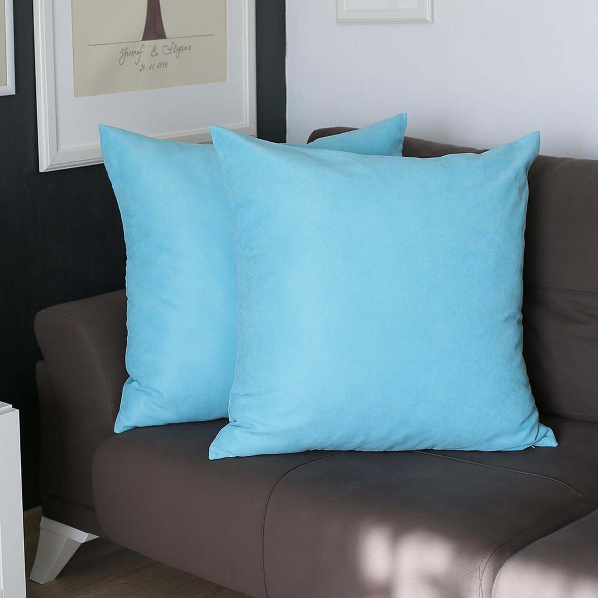 Set Of Two 22" X 22" Sky Blue Polyester Zippered Pillow Cover - Image 3