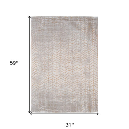3' X 5' Gray and Yellow Chevron Non Skid Area Rug