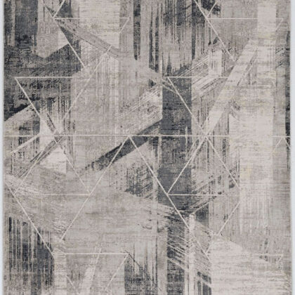 3'X5' Grey Machine Woven Abstract Geometric Indoor Area Rug
