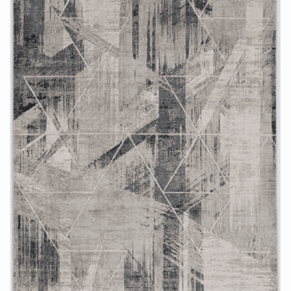3'X5' Grey Machine Woven Abstract Geometric Indoor Area Rug