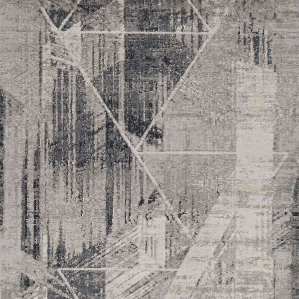 3'X5' Grey Machine Woven Abstract Geometric Indoor Area Rug