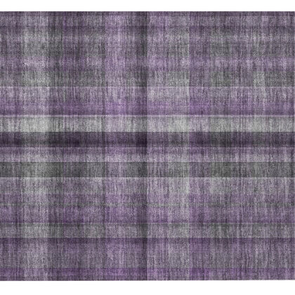 2' X 3' Purple Plaid Washable Non Skid Indoor Outdoor Area Rug