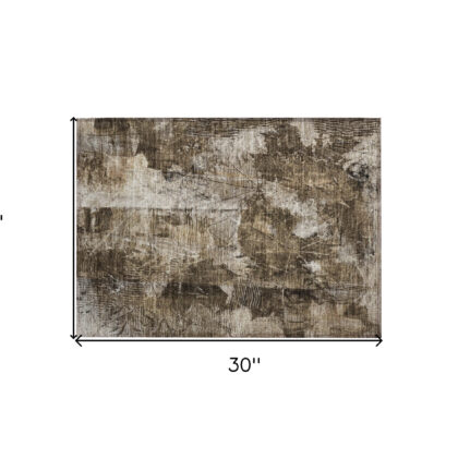 2' X 3' Taupe Floral Washable Non Skid Indoor Outdoor Area Rug