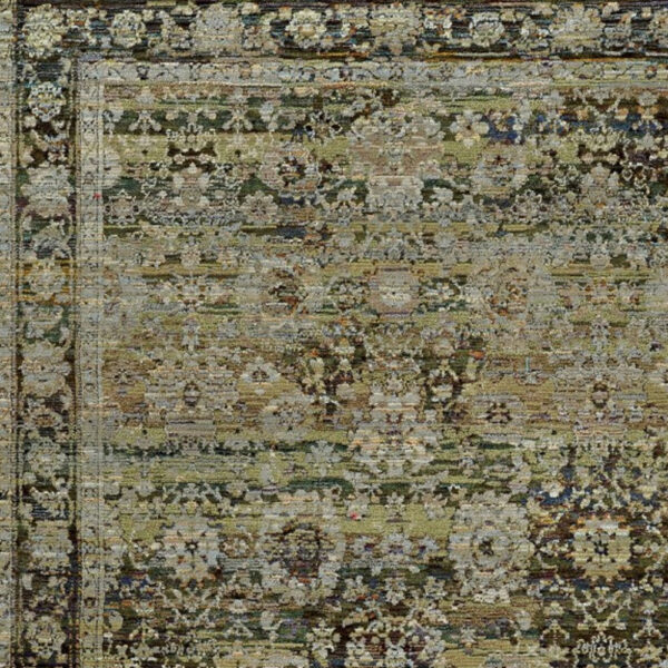 9'X12' Green And Brown Floral Area Rug
