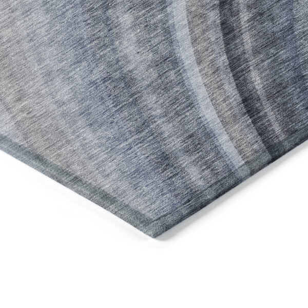 5' X 8' Denim Blue And Navy Blue Abstract Washable Indoor Outdoor Area Rug