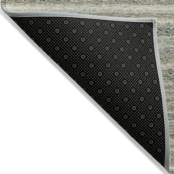 3' X 5' Sage Mint Green And Beige Striped Washable Indoor Outdoor Area Rug