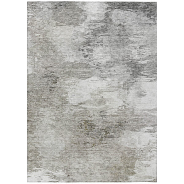 9' X 12' Beige Tan And Gray Abstract Washable Indoor Outdoor Area Rug