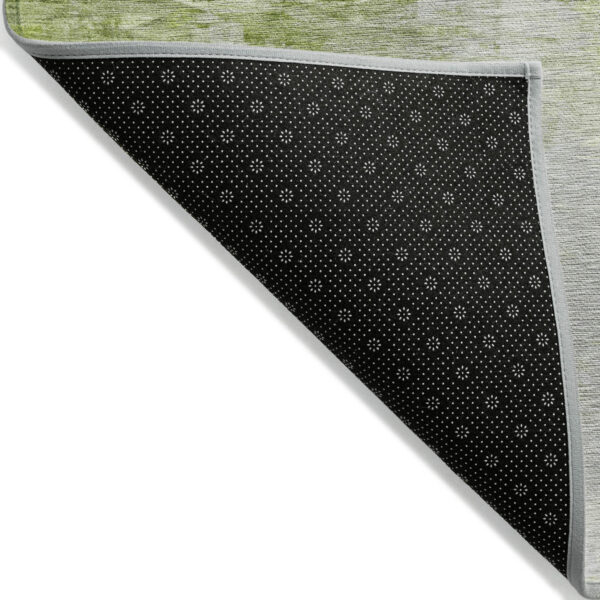 5' X 8' Artichoke Green And Lime Green Abstract Washable Indoor Outdoor Area Rug
