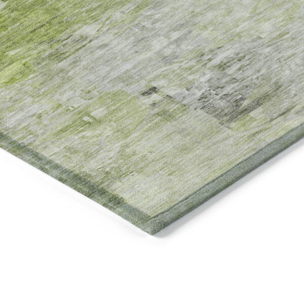 5' X 8' Artichoke Green And Lime Green Abstract Washable Indoor Outdoor Area Rug