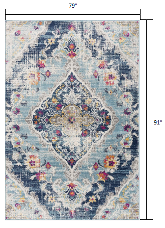 6' X 9' Blue Oriental Dhurrie Area Rug