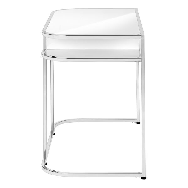 47" White and Silver Wood and Metal Computer Desk
