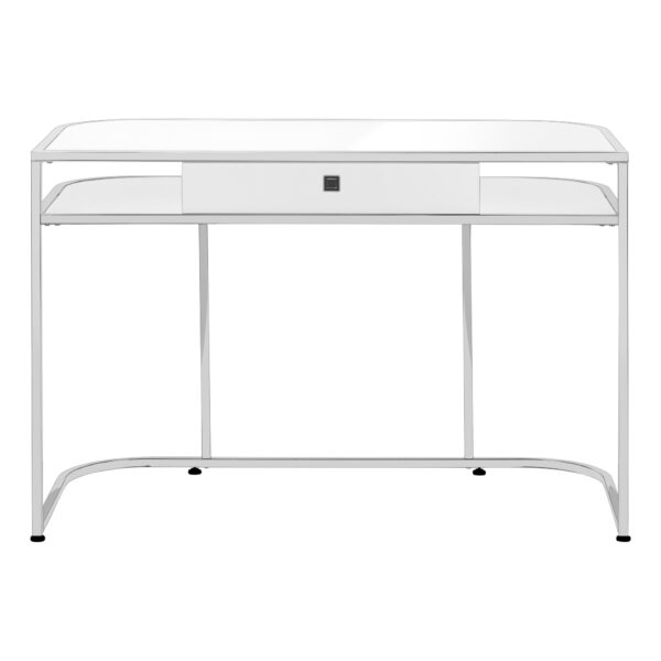 47" White and Silver Wood and Metal Computer Desk
