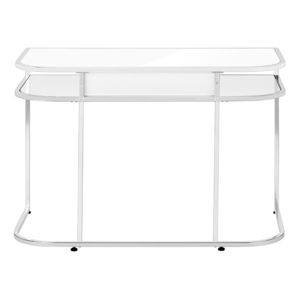 47" White and Silver Wood and Metal Computer Desk