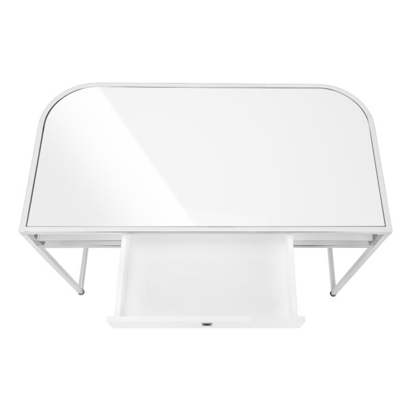 47" White and Silver Wood and Metal Computer Desk
