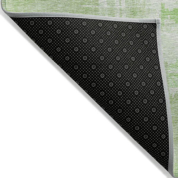 8' Green And Mint Green Round Abstract Washable Indoor Outdoor Area Rug