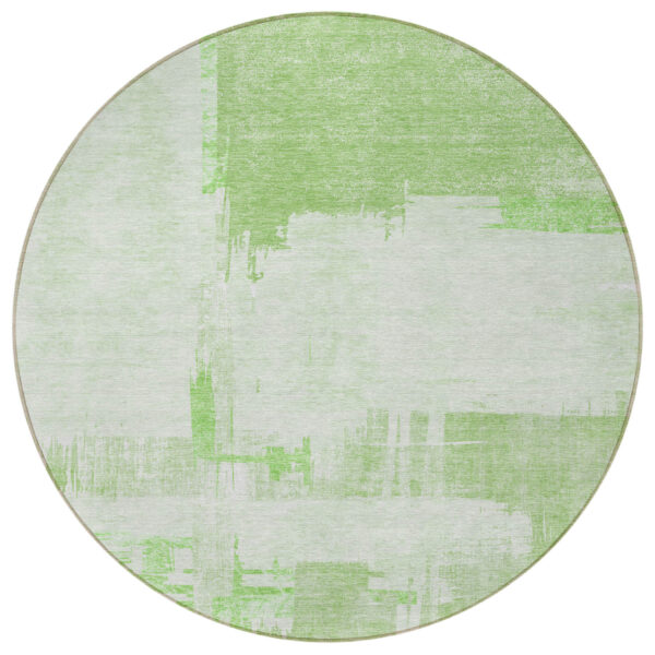 8' Green And Mint Green Round Abstract Washable Indoor Outdoor Area Rug