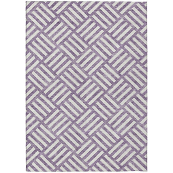 10' X 14' Purple And Ivory Geometric Washable Indoor Outdoor Area Rug