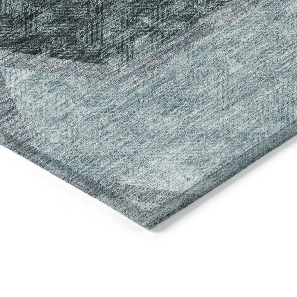 8' X 10' Teal Blue Aqua And Ivory Geometric Washable Indoor Outdoor Area Rug