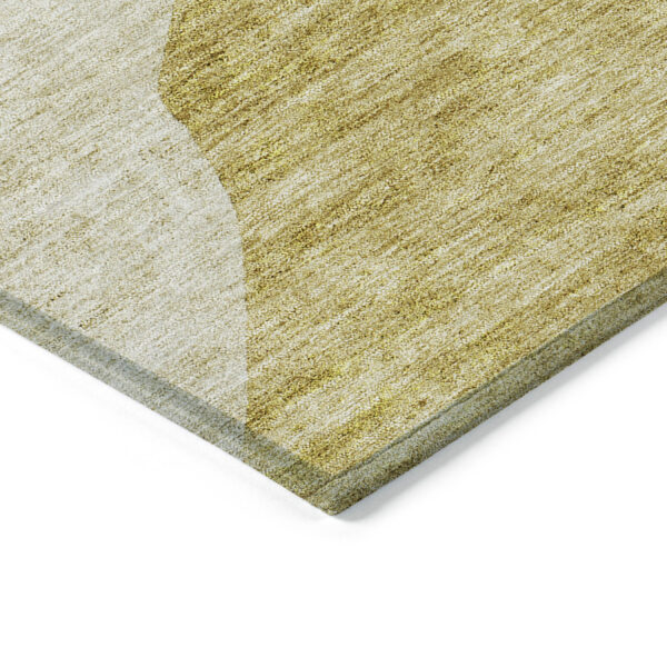 9' X 12' Gold Beige And Wheat Abstract Washable Indoor Outdoor Area Rug