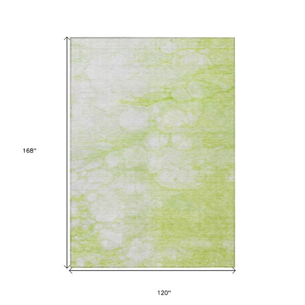 10' X 14' Artichoke Green And Ivory Abstract Washable Indoor Outdoor Area Rug