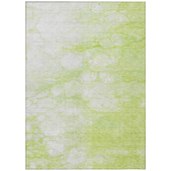 10' X 14' Artichoke Green And Ivory Abstract Washable Indoor Outdoor Area Rug