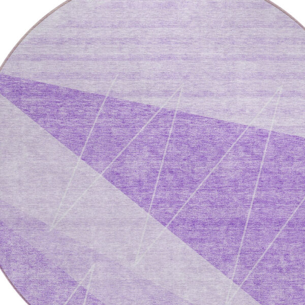 8' Lavender And Purple Round Geometric Washable Indoor Outdoor Area Rug