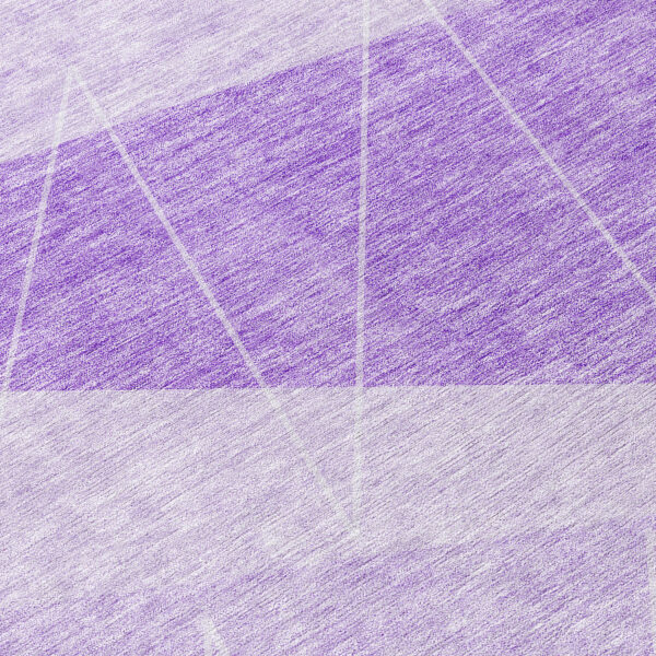 8' Lavender And Purple Round Geometric Washable Indoor Outdoor Area Rug