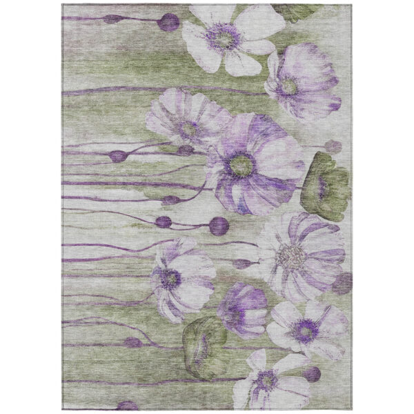 3' X 5' Purple And Lavender Floral Washable Indoor Outdoor Area Rug