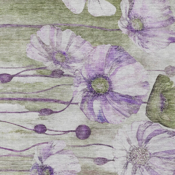 3' X 5' Purple And Lavender Floral Washable Indoor Outdoor Area Rug