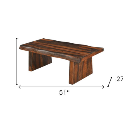 51" Dark Brown Solid Wood Coffee Table