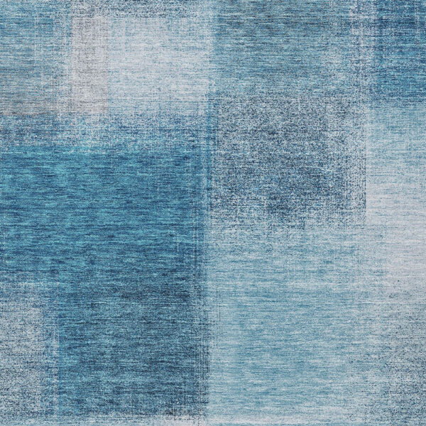 10' X 14' Denim Blue And Navy Blue Abstract Washable Indoor Outdoor Area Rug