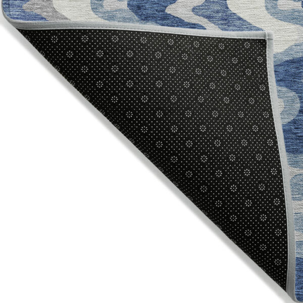 3' X 5' Navy Blue And Sky Blue Abstract Washable Indoor Outdoor Area Rug
