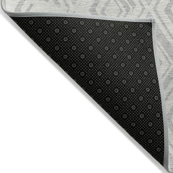 8' X 10' Pewter And Ivory Geometric Washable Indoor Outdoor Area Rug