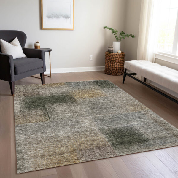 8' X 10' Taupe Gray And Beige Abstract Washable Indoor Outdoor Area Rug