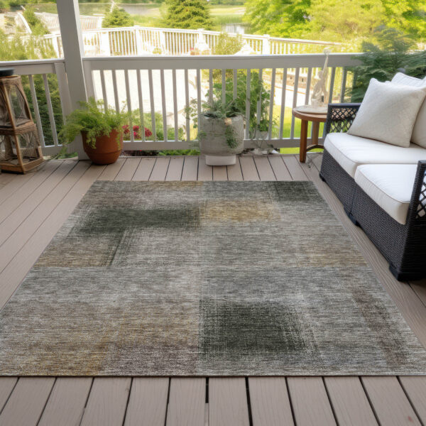 8' X 10' Taupe Gray And Beige Abstract Washable Indoor Outdoor Area Rug