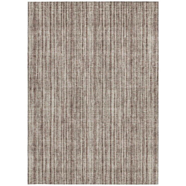 3' X 5' Brown And Ivory Striped Washable Indoor Outdoor Area Rug