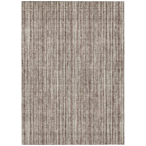 3' X 5' Brown And Ivory Striped Washable Indoor Outdoor Area Rug
