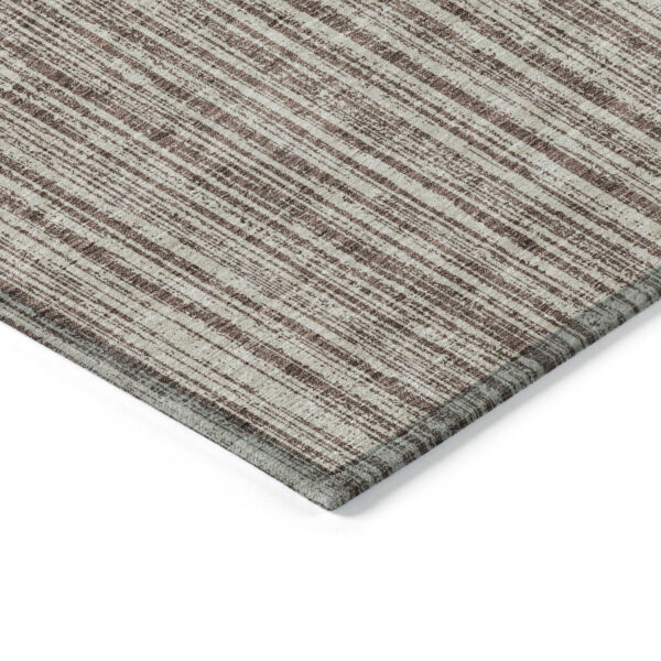 3' X 5' Brown And Ivory Striped Washable Indoor Outdoor Area Rug