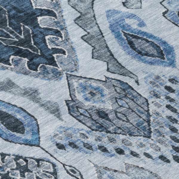 10' X 14' Denim Blue And Sky Blue Moroccan Washable Indoor Outdoor Area Rug