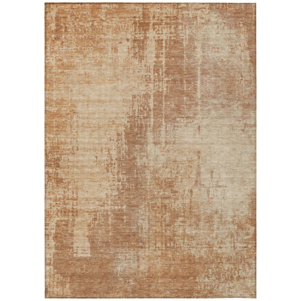5' X 8' Terra Cotta And Copper Abstract Washable Indoor Outdoor Area Rug