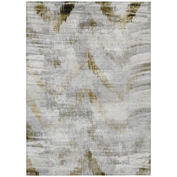 5' X 8' Taupe Gray And Brown Abstract Washable Indoor Outdoor Area Rug