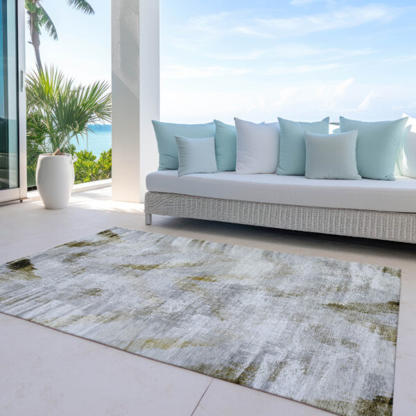 5' X 8' Taupe Gray And Brown Abstract Washable Indoor Outdoor Area Rug