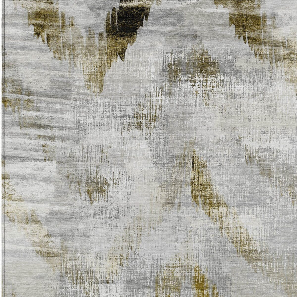 5' X 8' Taupe Gray And Brown Abstract Washable Indoor Outdoor Area Rug