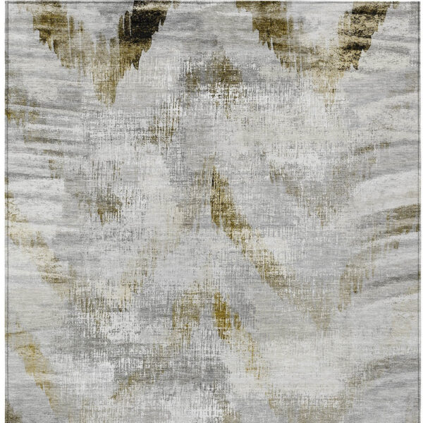 5' X 8' Taupe Gray And Brown Abstract Washable Indoor Outdoor Area Rug