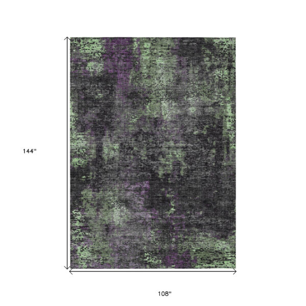 9' X 12' Gray Purple And Charcoal Abstract Washable Indoor Outdoor Area Rug