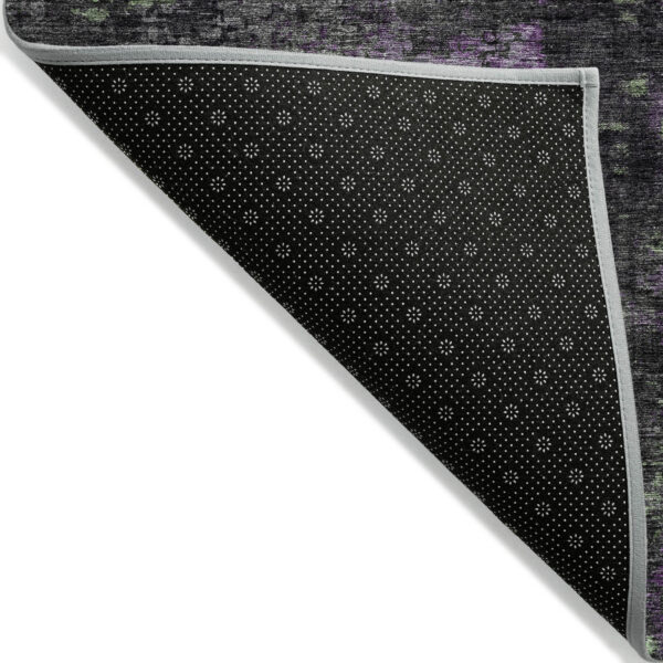 9' X 12' Gray Purple And Charcoal Abstract Washable Indoor Outdoor Area Rug