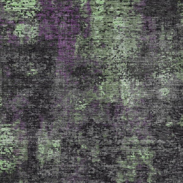 9' X 12' Gray Purple And Charcoal Abstract Washable Indoor Outdoor Area Rug